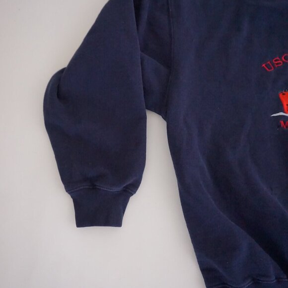 Vintage Horseman 913 Navy Embroidered US Coast Guard Cotton Crewneck Sweater L - Picture 8 of 13